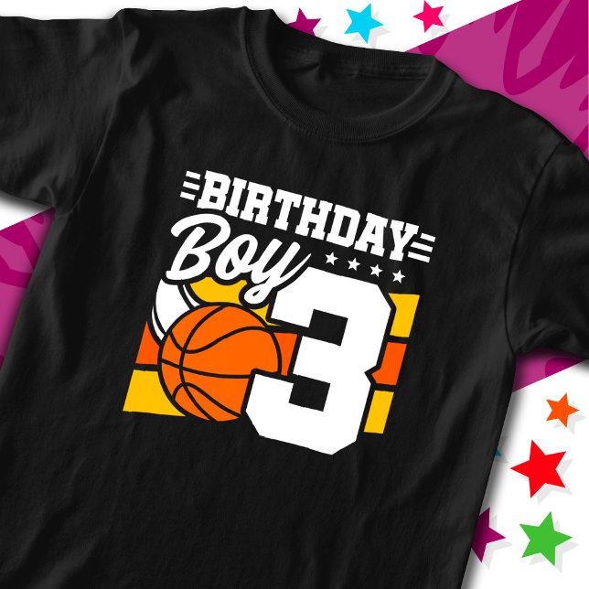 T-shirt 3 ans Basketball Party Thème 3ème anniversaire gar (Créateur téléchargé)