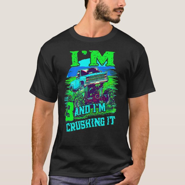 T-shirt 3 Ans Concassant It Monster Truck 3e Anniversaire (Devant)