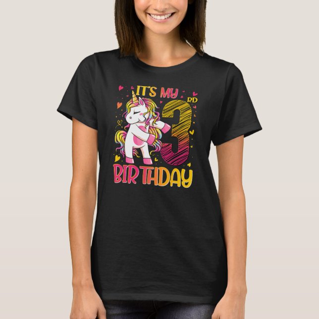 T-shirt 3 Ans Unicorne Flossant 3e Anniversaire fille (Devant)