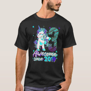 T-shirt 3 Ans Unicorne Flossant 3ème Anniversaire Girl Uni