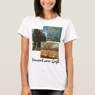 T-shirt 3 arbres différents de Van Gogh avec fleurs Art Fi