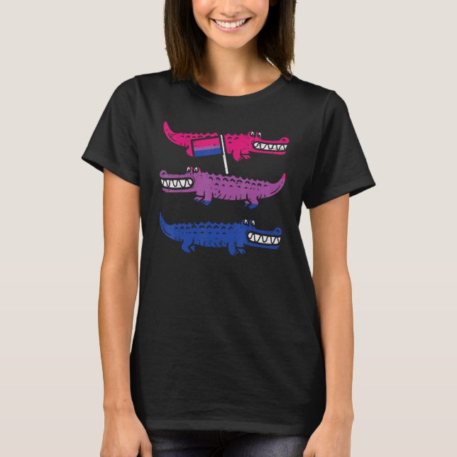 T-shirt 3 Crocodiles Bisexual Bi Pride Drapeau Lgbtq Anima (Devant)