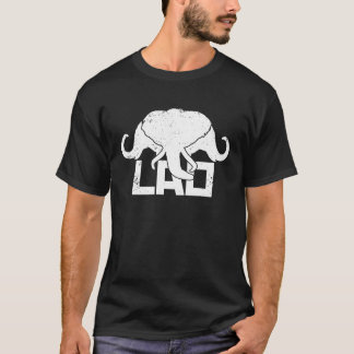 T-shirt 3 Headed Elephant LAO Original Kingdom of Laos Fla