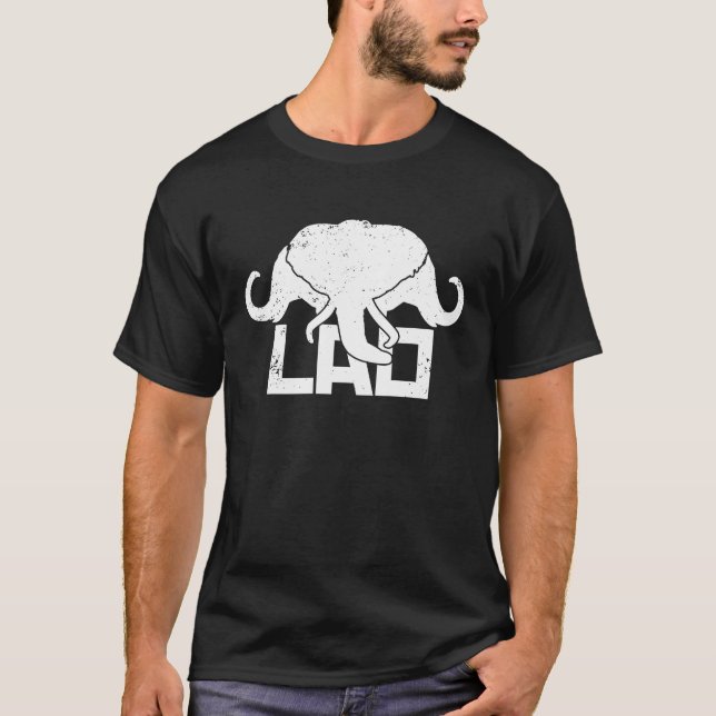 T-shirt 3 Headed Elephant LAO Original Kingdom of Laos Fla (Devant)