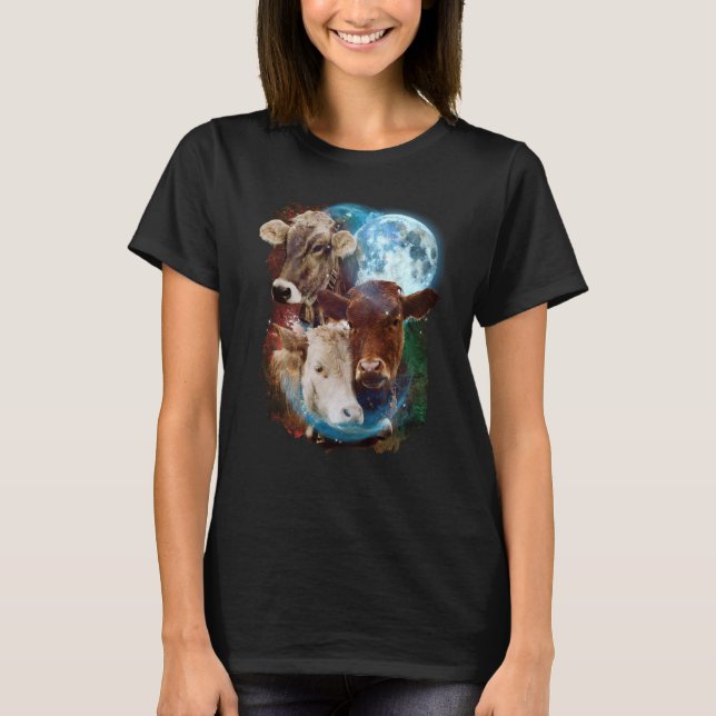 T-shirt 3 Moon Cow Livestock Cattle Animal (Devant)