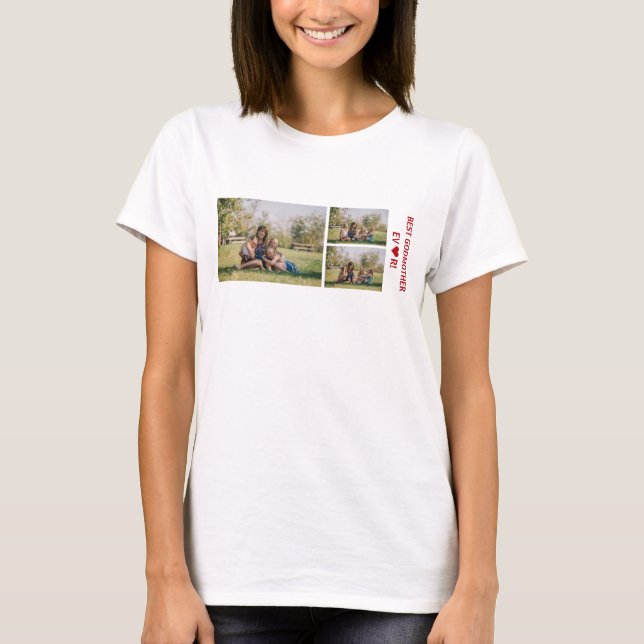 T-shirt 3 Photos Meilleur Godmère Jamais Coeur Photo Colla (Devant)