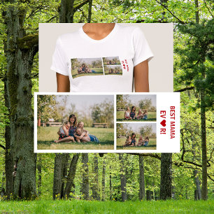 T-shirt 3 Photos Meilleure maman Jamais Photo Collage Fête