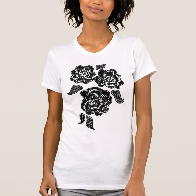 T-shirt 3 roses noirs (Devant)