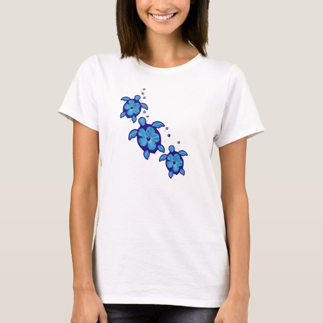 T-shirt 3 tortues bleues de Honu (Devant)