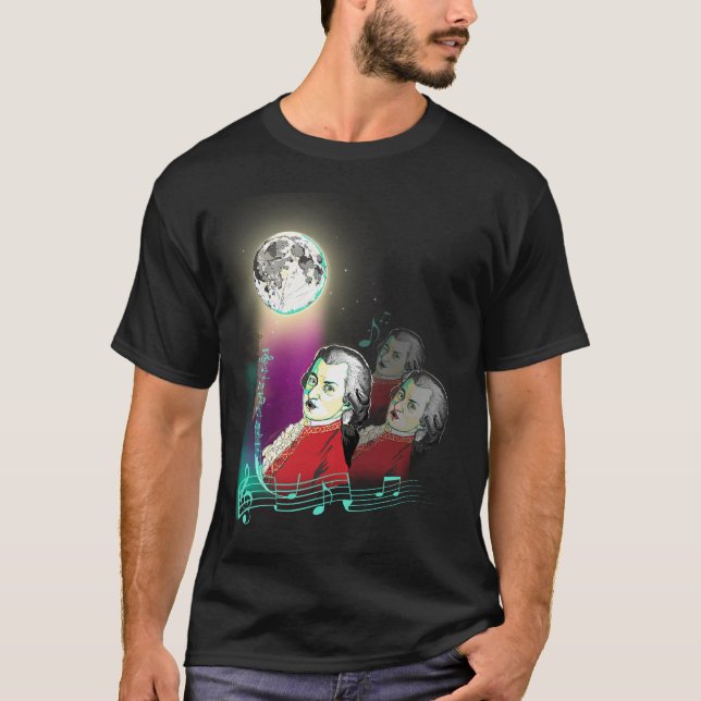 T-shirt 3 Wolfgang Amadeus Mozarts et lune (Devant)