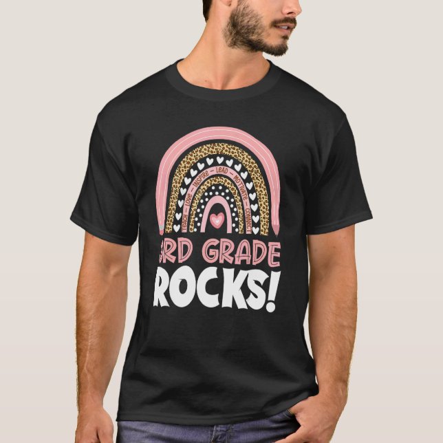 T-shirt 3e année Rocks Enseignants Filles Garçons Arc-en-c (Devant)