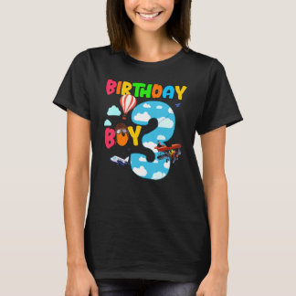 T-shirt 3e anniversaire Boy Avion Pilote Avion 3 ans Helic