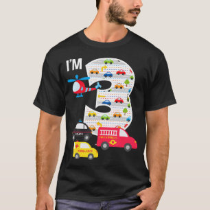 T-shirt 3E Anniversaire Camion de police de pompiers voitu