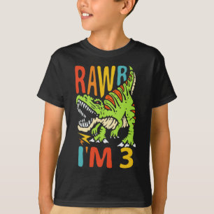 T-shirt 3e Anniversaire Dinosaur T Rex Rawr I'm 3 For Boys