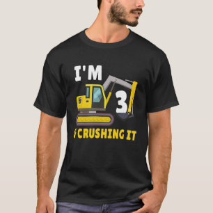 T-shirt 3e Anniversaire Excavateur J'ai 3 ans et l'écraser