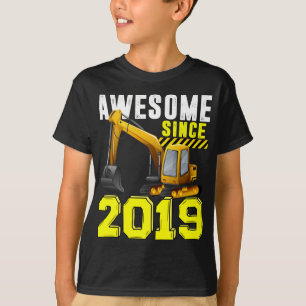 T-shirt 3e anniversaire Excavator Boys Awesome depuis 2019
