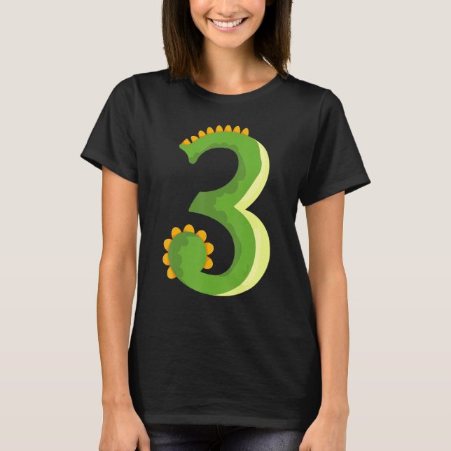 T-shirt 3e anniversaire garçon ou fille avec Dinosaur, 3 a (Devant)