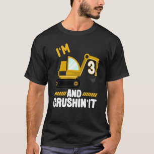T-shirt 3e anniversaire garçon tracteur pelle Je suis 3 cr