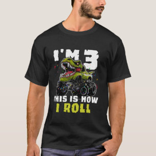 T-shirt 3e anniversaire Monster Truck Dinosaur Boy Kids