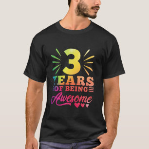 T-shirt 3e anniversaire Tie Dye 3 an 3 fille année De Bei