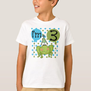T-shirt 3ème anniversaire de grenouille (bleu)