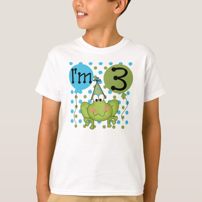 T-shirt 3ème anniversaire de grenouille (bleu) (Devant)