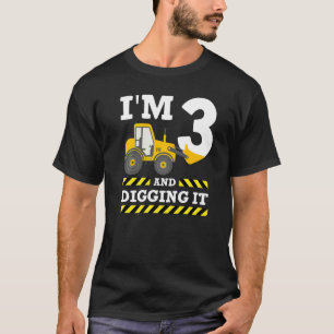 T-shirt 3ème Anniversaire Excavateur Je suis 3 Creding Il 