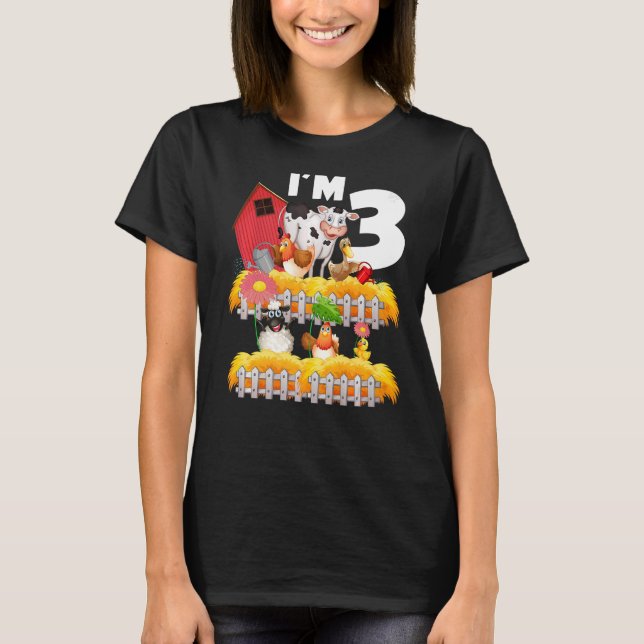 T-shirt 3ème anniversaire Je suis 3 ans Toddler Theme Farm (Devant)