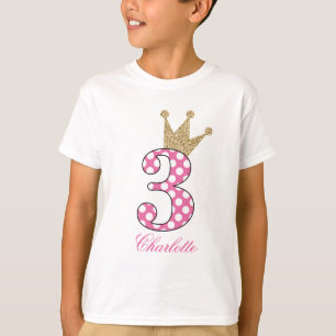 T-shirt 3ème Birthday Polka Dots Glitter-Print