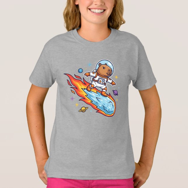 T-shirt 3I/Atlas Capybara Astronaut Riding The Comet C/202 (Devant)