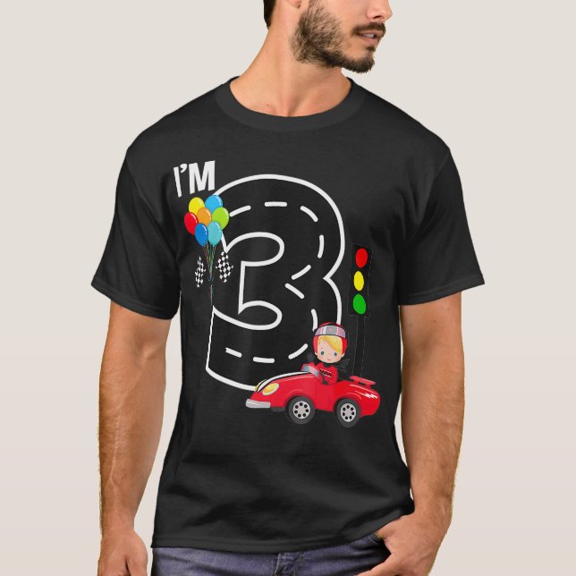 T-shirt 3rd Birthday Boys Race Car RaceCar 3 Year Old (Devant)