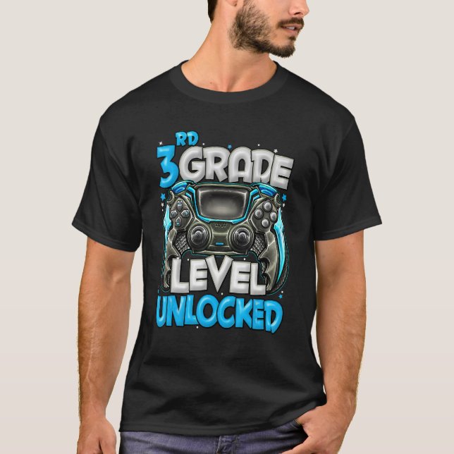 T-shirt 3rd Grade Level Unlocked Game On 3rd Grade Back To (Devant)