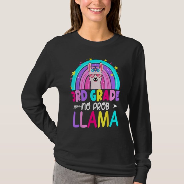 T-shirt 3rd Grade No Prob Llama Rainbow Back To School Tea (Devant)