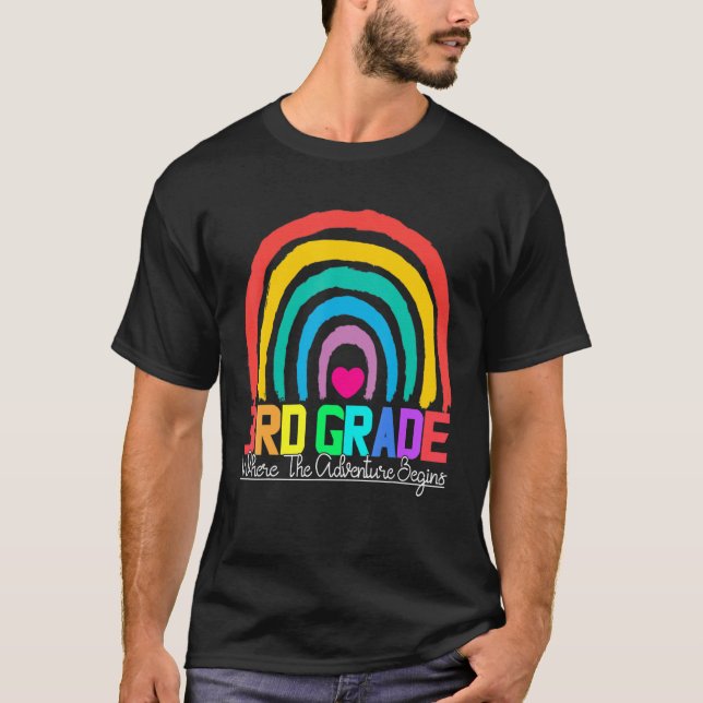 T-shirt 3rd grade rainbow leopard teacher team third grade (Devant)