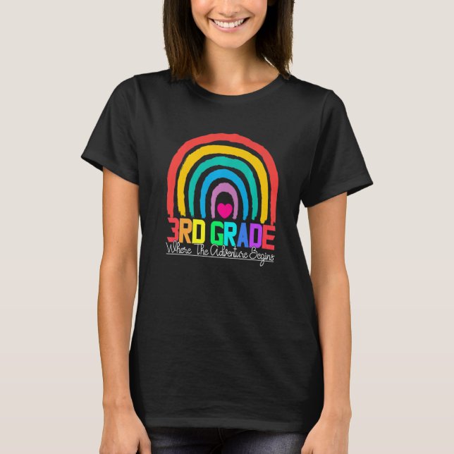 T-shirt 3rd grade rainbow leopard teacher team third grade (Devant)