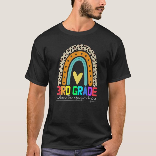 T-shirt 3rd grade rainbow leopard teacher team third grade (Devant)
