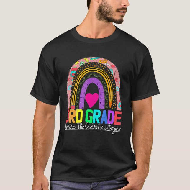 T-shirt 3rd grade rainbow leopard teacher team third grade (Devant)