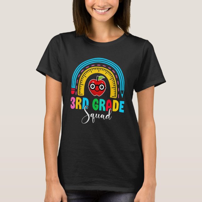 T-shirt 3rd Grade Squad Back To School Rainbow Teachers Th (Devant)
