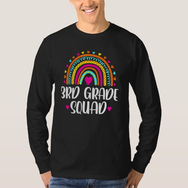 T-shirt 3rd Grade Squad Teacher  Rainbow  Back To School (Devant)