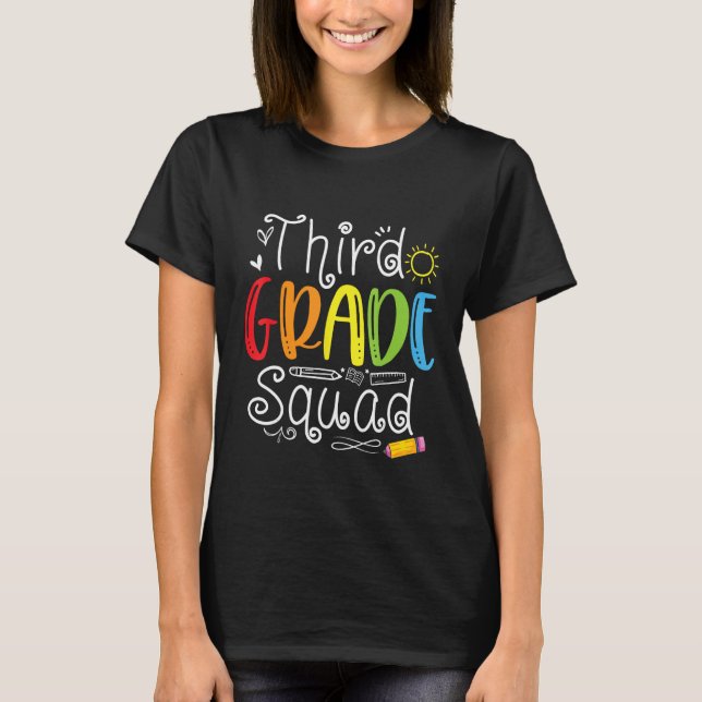 T-shirt 3rd Grade Squad Third Teacher Student Team Back To (Devant)