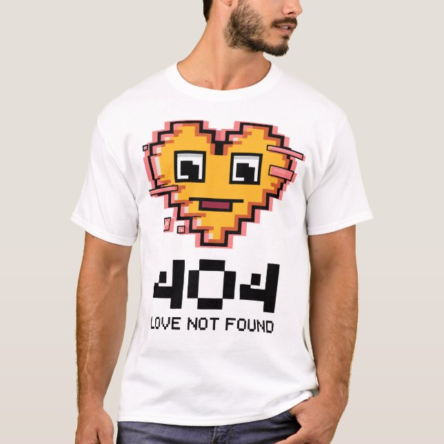 T-shirt 404 Amour non trouvé - Coeur Pixel rayé (Devant)