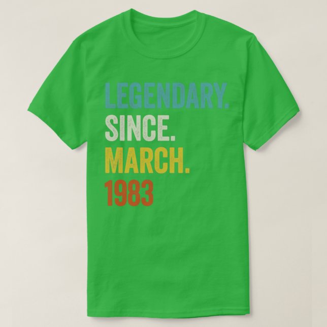 T-shirt 40 ans légendaire depuis mars 1983 40e anniversair (Design devant)