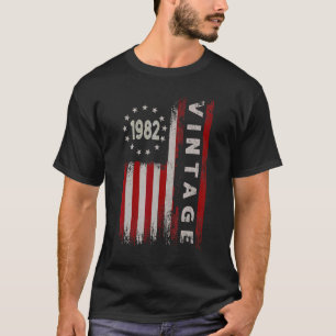 T-shirt 40 ans Vintage 1982 Drapeau américain 40e annivers