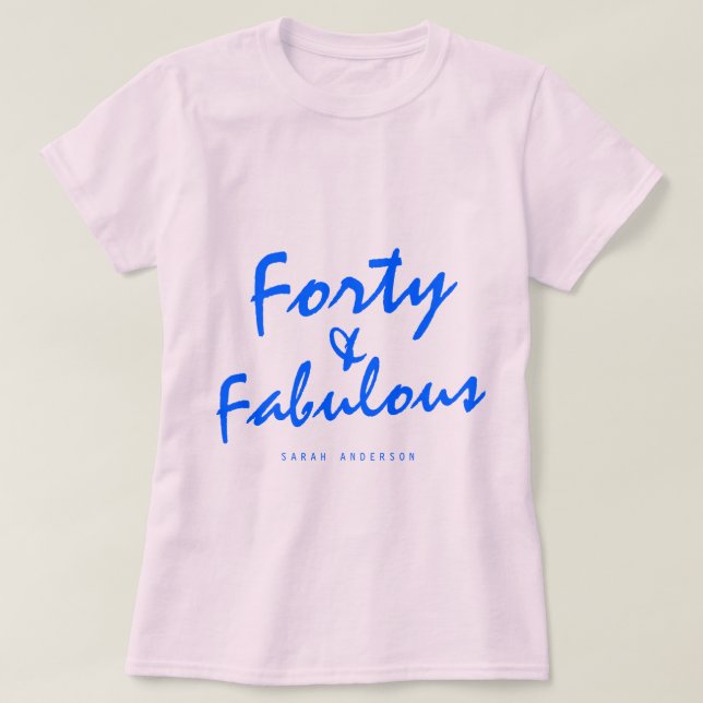 T-shirt 40 Fabuleux Neon Bleu Nom 40e anniversaire Cadeau (Design devant)