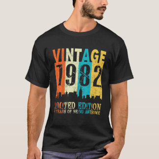 T-shirt 40E Anniversaire Cadeau Vintage 1982 Édition Limit