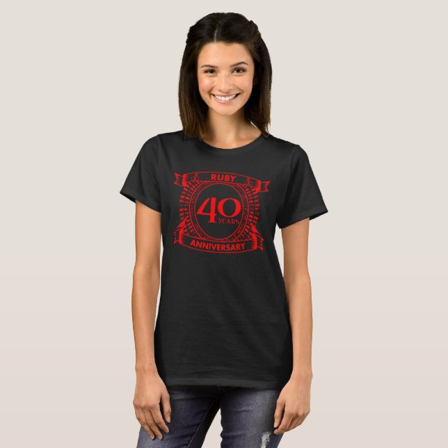 T-shirt 40e anniversaire du mariage ruby crest (Devant entier)