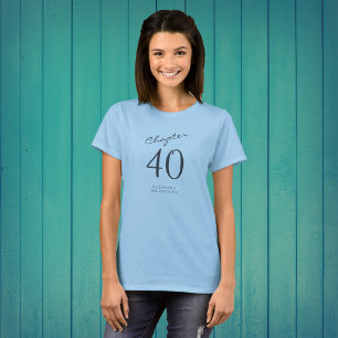 T-shirt 40e anniversaire fête Gris Script bleu