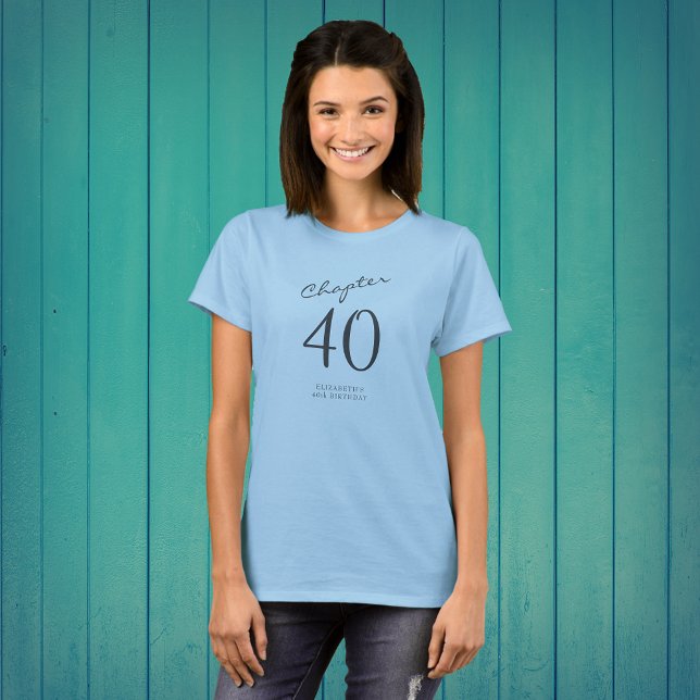 T-shirt 40e anniversaire fête Gris Script bleu (Créateur téléchargé)