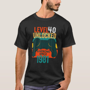 T-shirt 40E Anniversaire Niveau 40 Déverrouillé Jeu Vidéo 