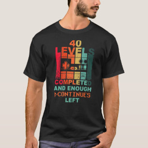 T-shirt 40e Anniversaire Niveau 40 Gamepad Retro Gamer